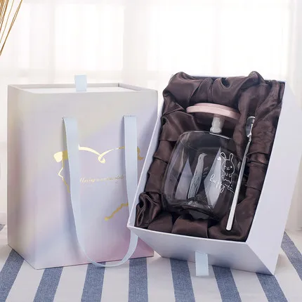 04 Style gift Box Стеклянная чашка с Ложка Крышка Цветочная чайная чашка для мужчин и женщин большая емкость свежая высокая температура креативный тренд индивидуальность домашнего хозяйства - Цвет: 04 Style gift Box