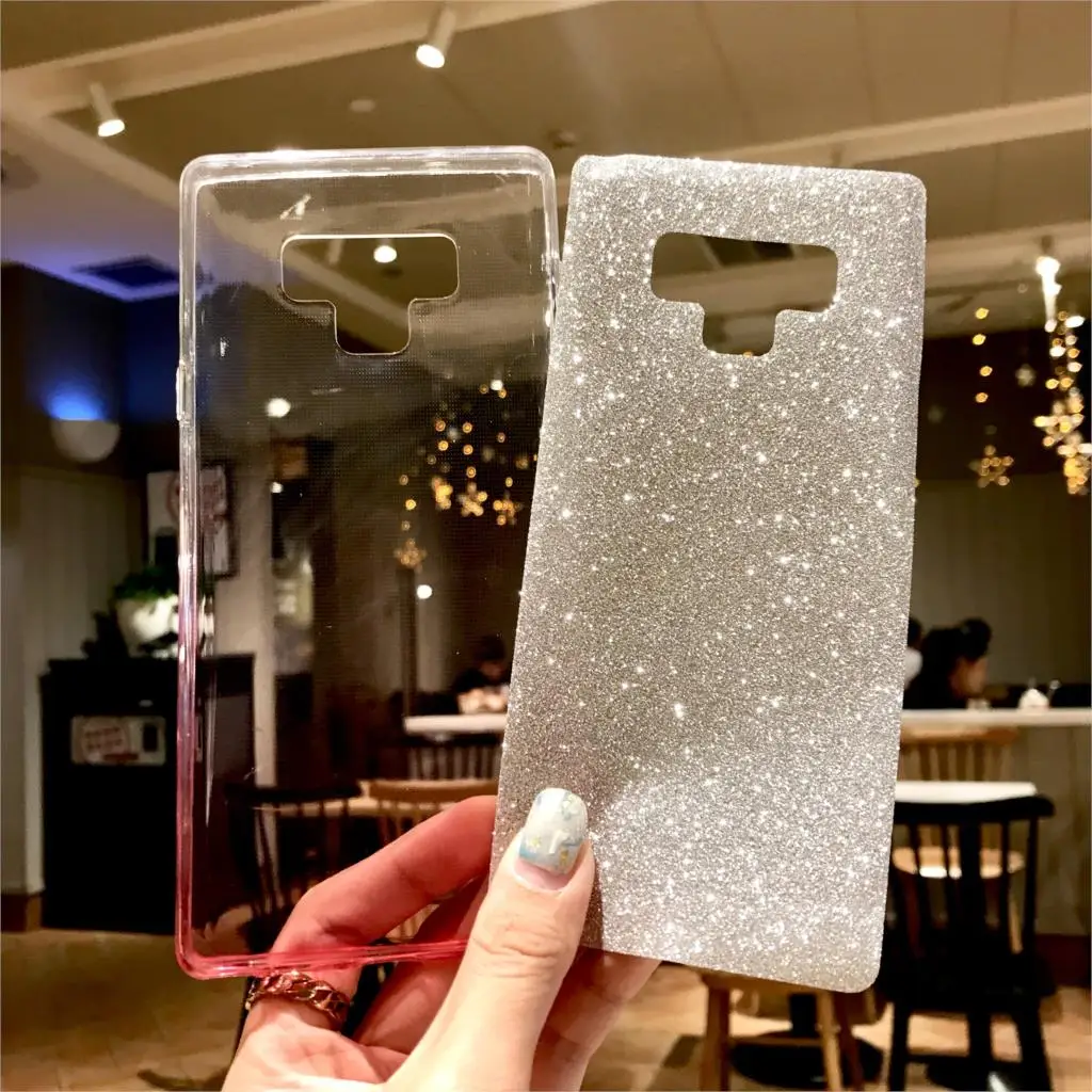 Блеск 2 в 1 силиконовая цветах радуги Не доставая его из чехла для samsung Galaxy Note 9 8 S8