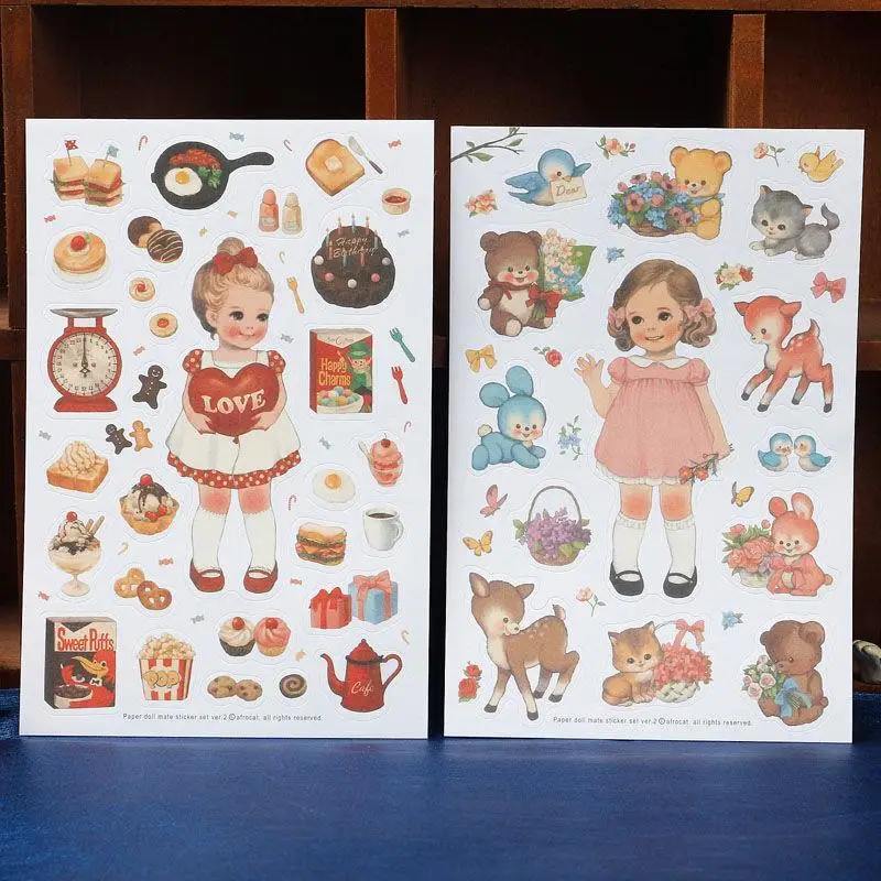 6 листов/Партия DIY милые Kawaii бумажные декоративные наклейки кукла животного из