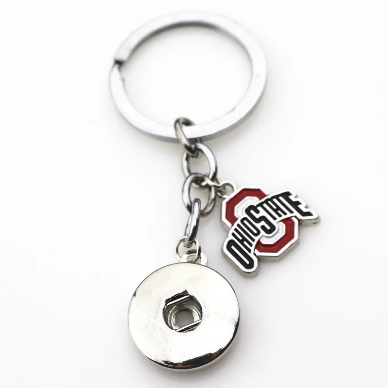 

New Arrival 10pcs Interchangeable Lock OHIO State College Team Snap Keychains DIY Snaps Button Fit 18mm Snap Jewelry