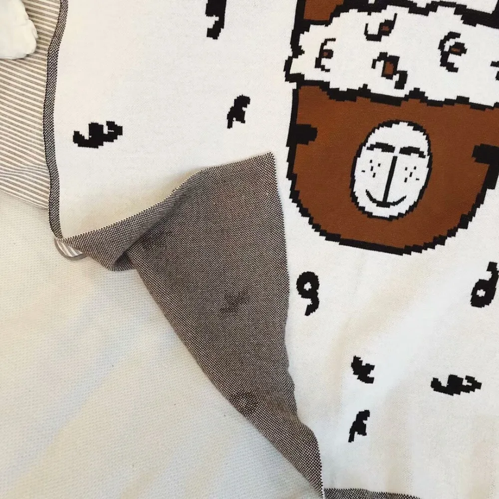 INS Baby blankets thicken double layer Knit stroller cover blanket newborns boys girls bedding Alpaca print | Мать и ребенок