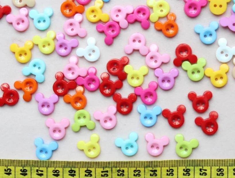 

Set of 400pcs Rainbow kawaii Plastic Mouse Buttons Mixed Colors 18mm