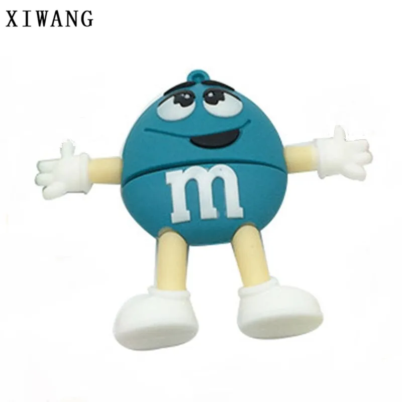 blue USB флеш-накопитель 128 Гб мультфильм M& M Chocolate Bean usb 2,0 4 ГБ 8 ГБ Флешка 16 Гб Флешка 32 Гб 64 Гб usb карта памяти - Цвет: blue