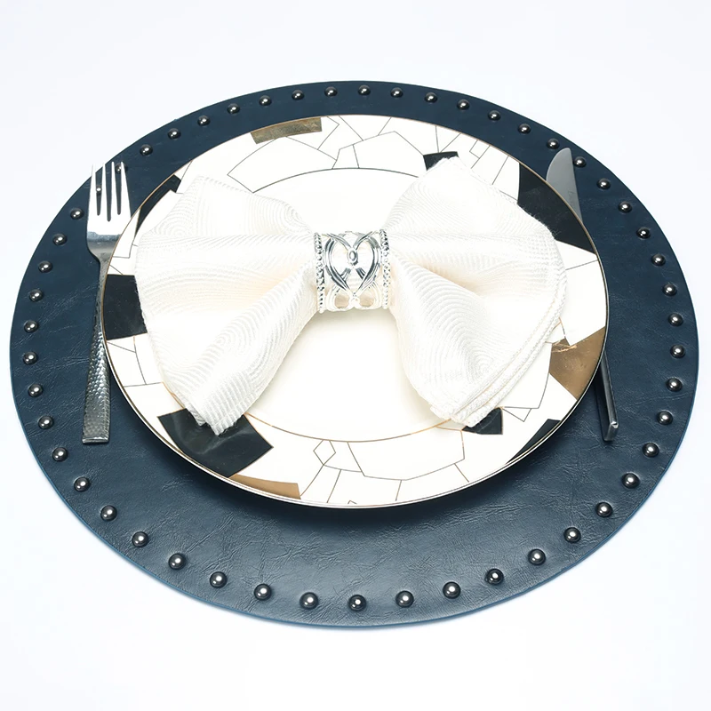 Round Kitchen Table Mat PU Leather Place Drink Coaster Insulation Pad Mats for Dining Placemat Diameter 38CM | Дом и сад