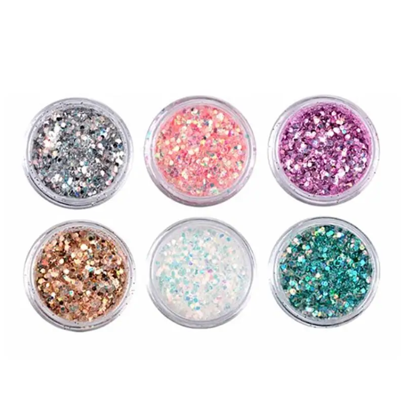 

Shellhard 6 Boxes Shinning Colorful Glitter Powder Dust Salon 2G Nail Art Laser Glitter Powder DIY Manicure Tips Decoration