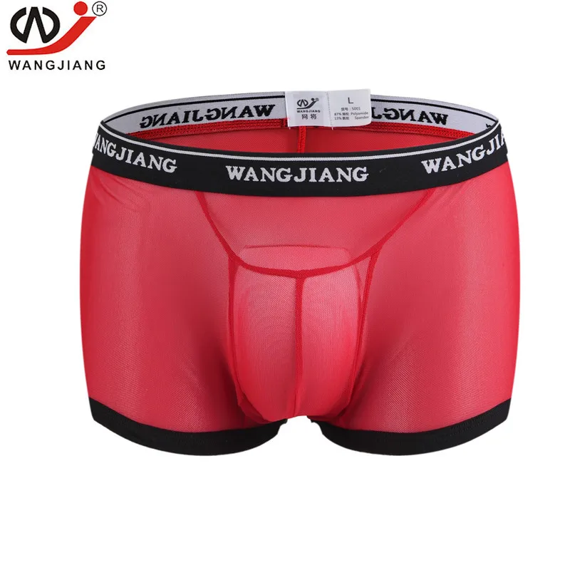 WJ мужское однотонное нижнее белье с низкой талией марлевые прозрачные U-выпуклые