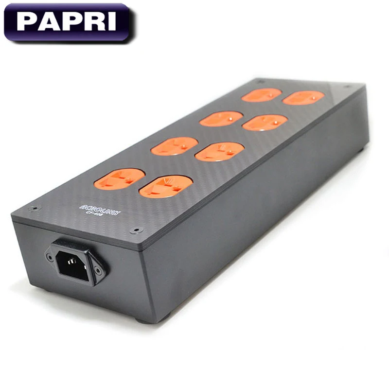 PAPRI Original HiFi 8 Outlet Carbon Fiber US AC Power Socket Enclosure Box Case Chassis DIY Power Distributor Audio Amplifier