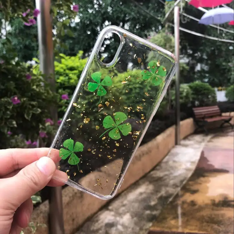 Small Daisy Everlasting Flower Clover For Iphone 6 6S 7 8plus X Xs Xr Xsmax Soft Shell Phone Case |