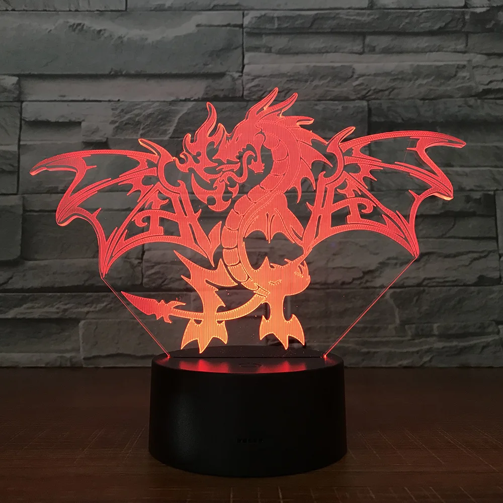 Fire Dragon 3d светодиодный светильник 7 цветов ночник для детей подарок сенсорный Usb