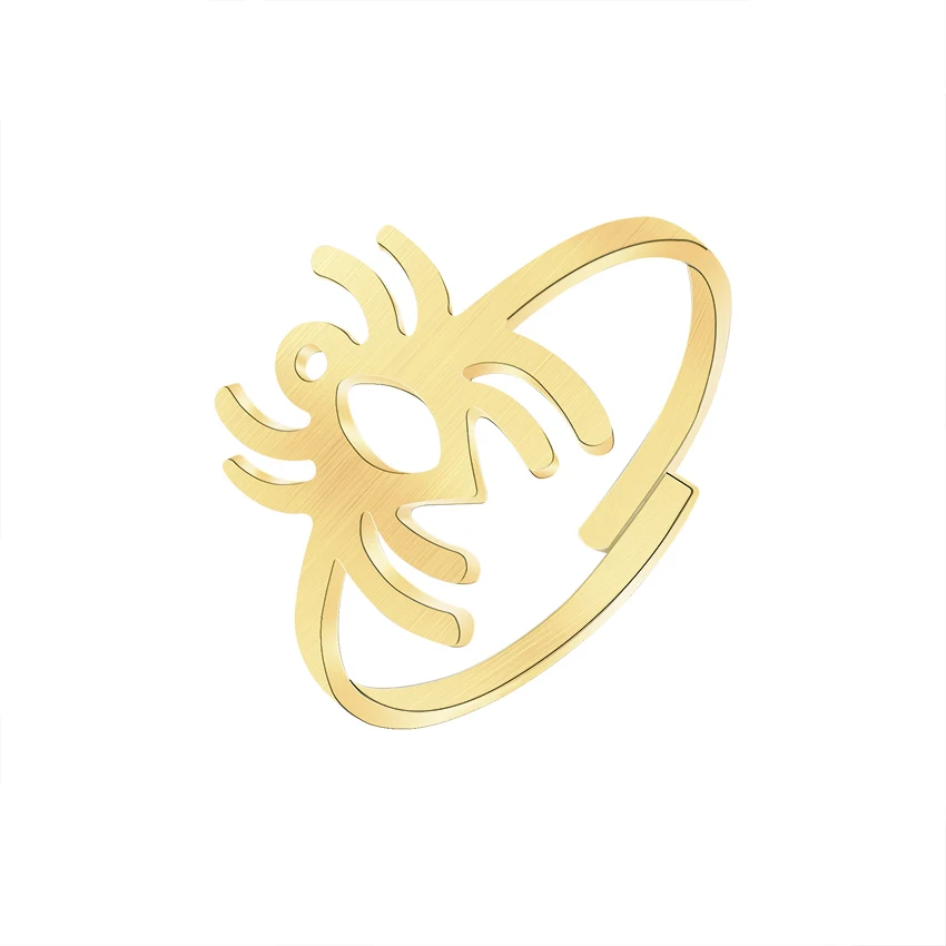 Gold Color Anillo Hombre Geometric Jewelry Stainless Steel Delicate Spider Adjustable Rings For Women Men Birthday Gift | Украшения и