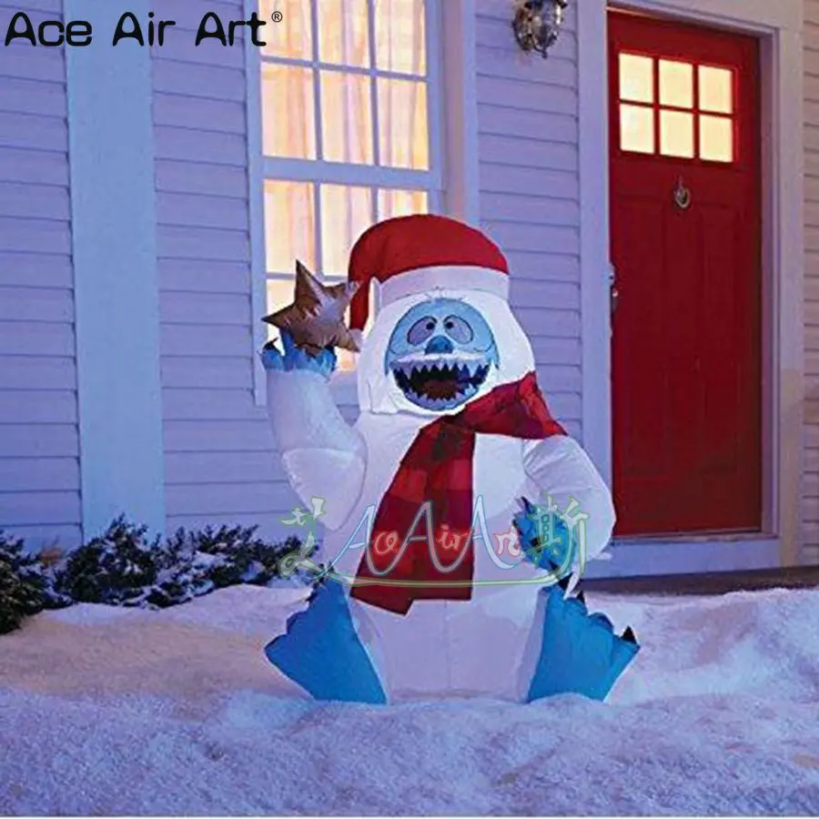 

sitting Christmas inflatable bumble with stars ,lighting abominable snowman Christmas decorations for yard
