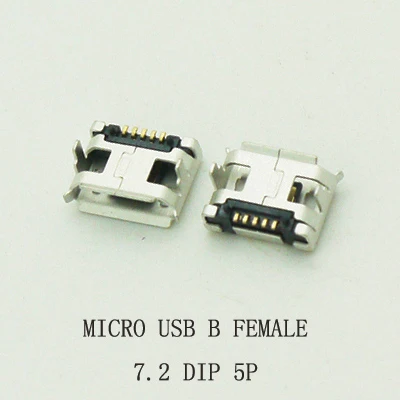 10 шт./лот 5 контактный разъем Micro USB 7 2 мм DIP мама для планшетов с плоским