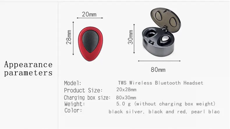 Капсульные наушники V4.2 TWS беспроводная bluetooth гарнитура с глубоким басом стерео