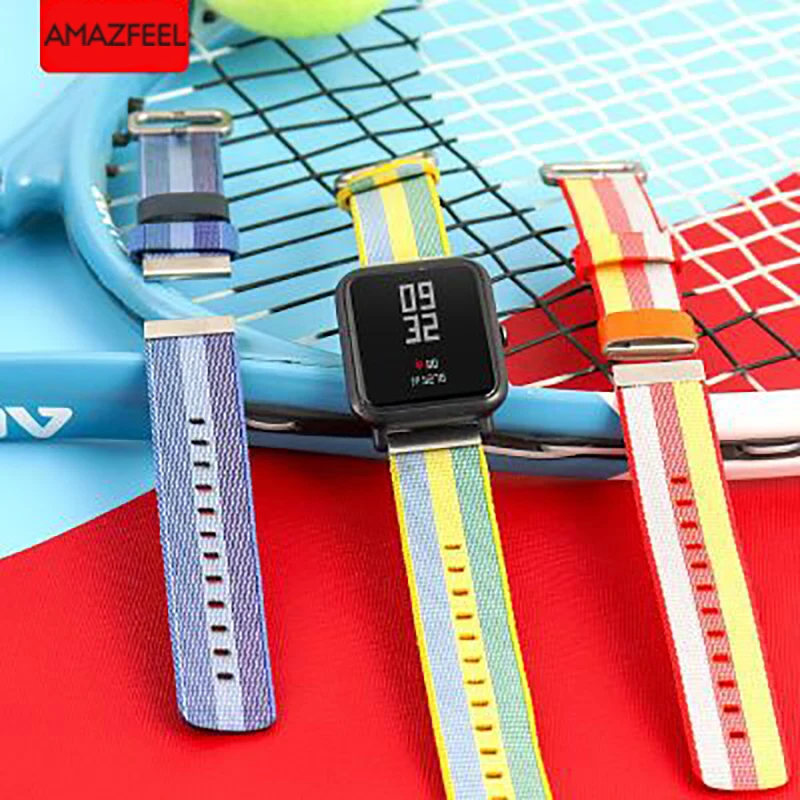 Нейлон из нержавеющей стали Холст Ремешок Для Xiaomi huami Amazfit Bip BIT Lite Молодежные часы Смарт Браслет для samsung S4 браслет ремешок