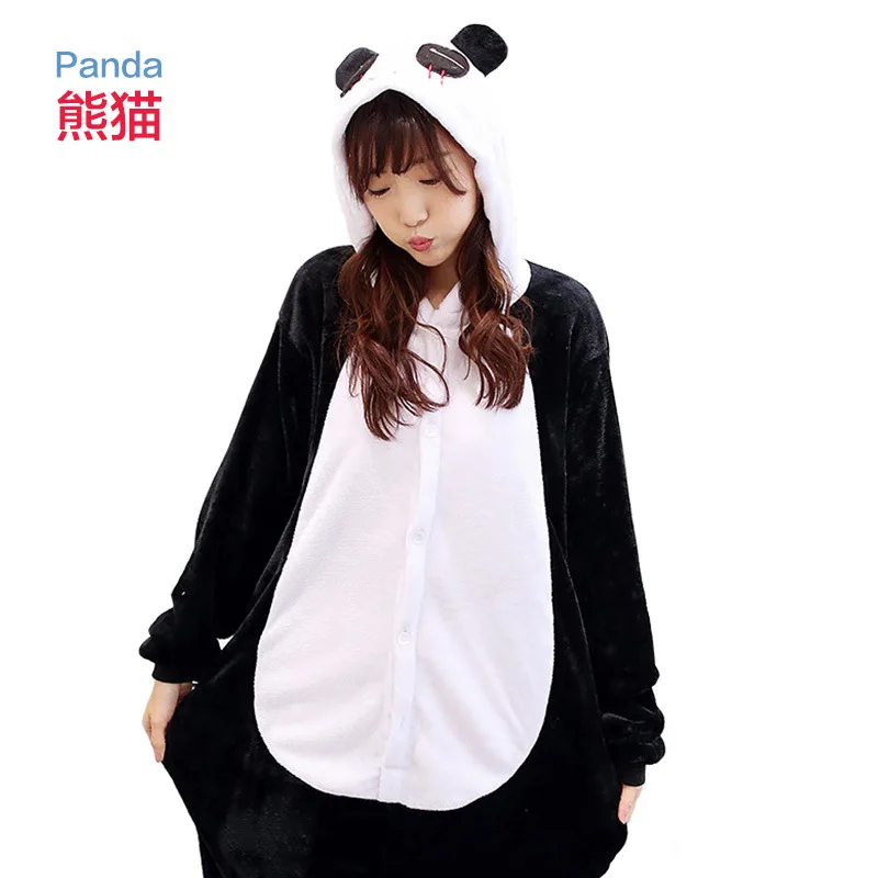 Kigurumi Panda Pajama Adult Animal Onesies for Women Men Couple Winter Pajamas Kegurumi Sleepwear Flannel Pijamas pyjama