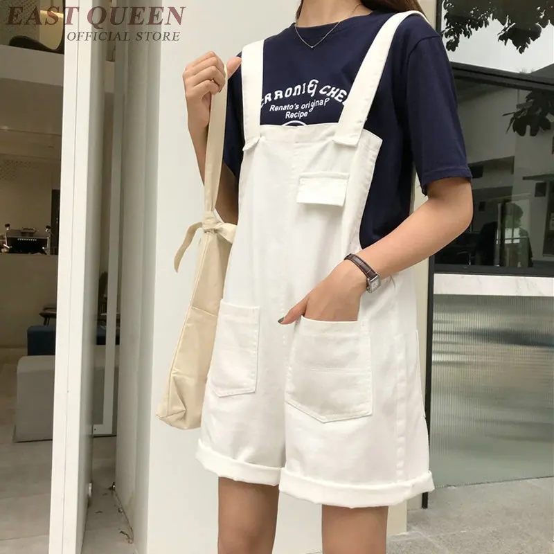 Женский джинсовый комбинезон черно белый короткий из джинсовой ткани FF1066