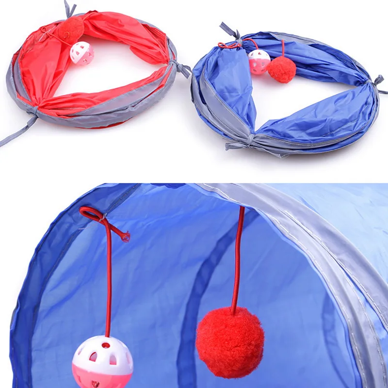 Забавный туннель для кошек с 2 отверстиями игровые шарики складные гофрированные