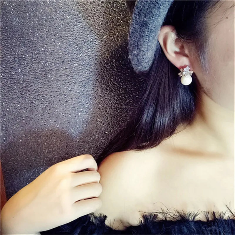 Серьги-капли для женщин, белые, 5-10 мм, раковина, Пресноводный Жемчуг, 925 пробы, серебро, темперамент, серьги-капли, кубический цирконий, хорошее ювелирное изделие