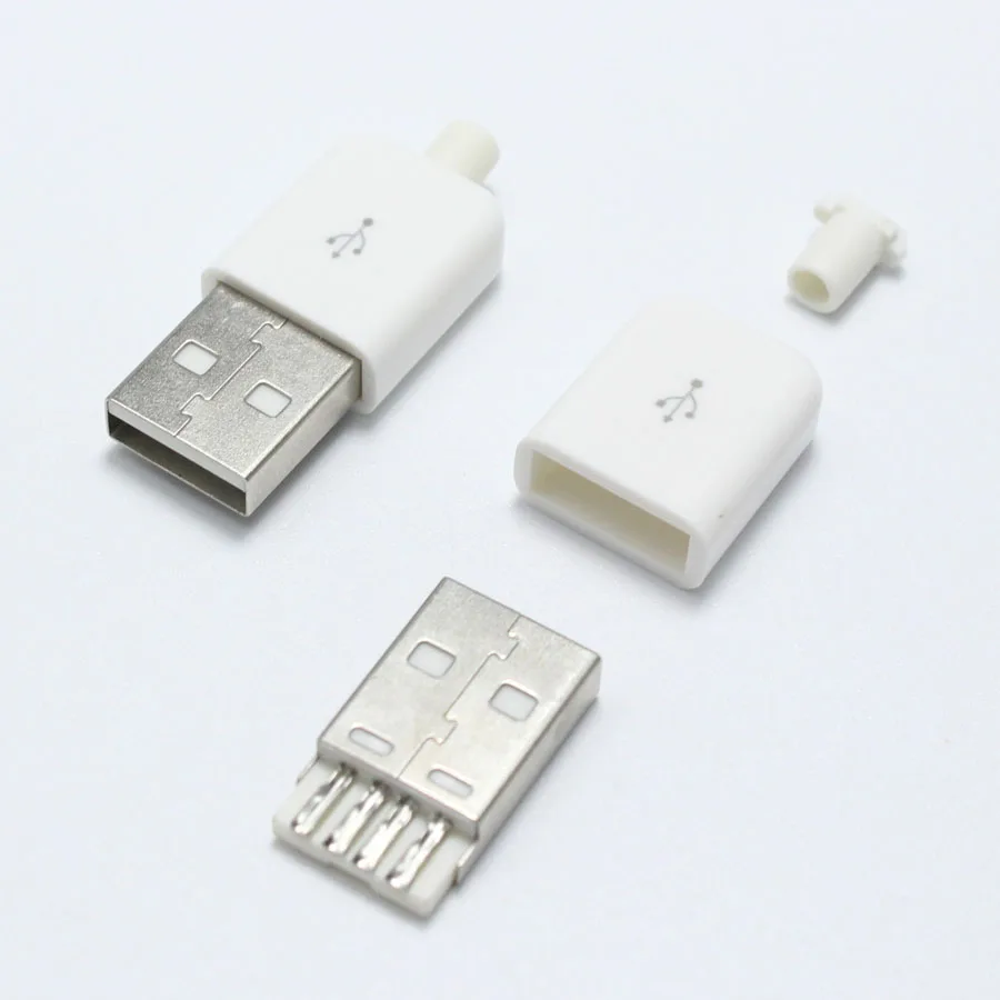 100 комплектов тип A штекер USB 4 контактный разъем с белым черным пластиковым