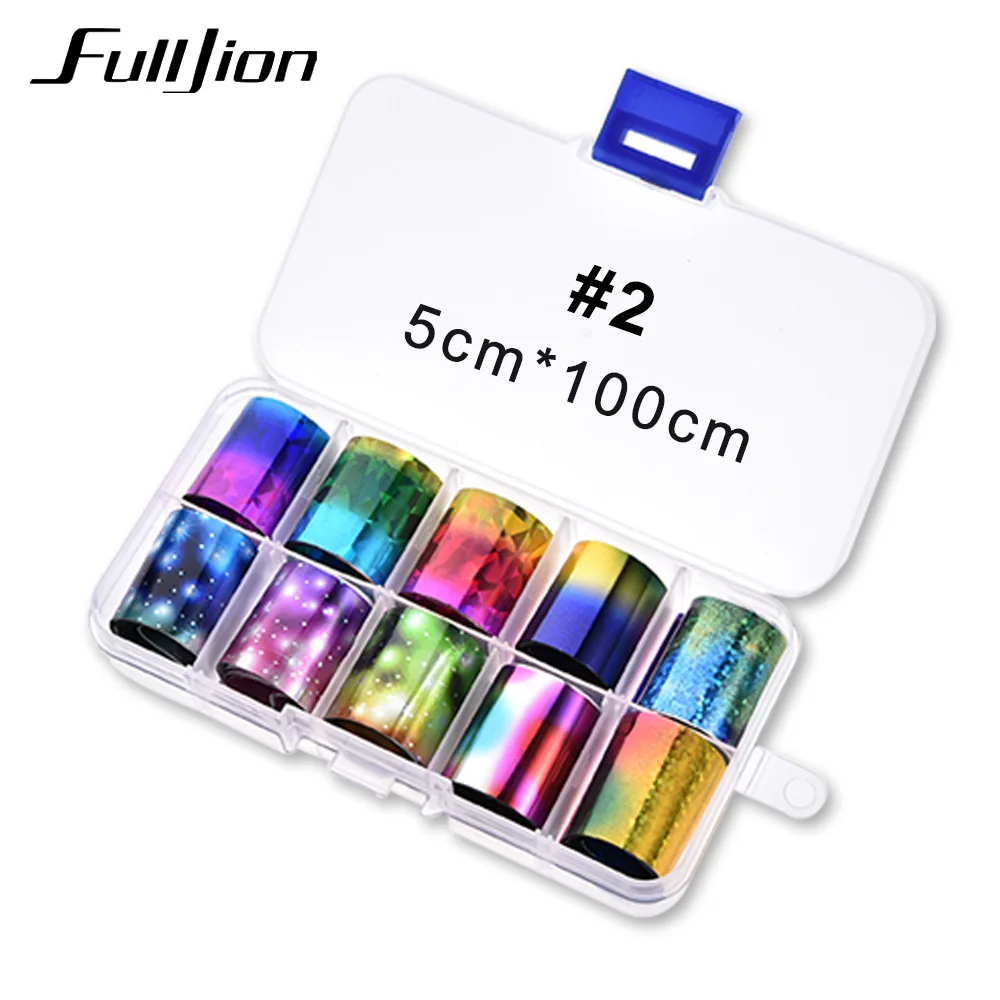 Fulljion 10 шт./компл. Голографическая фольга для ногтей лазерная наклейка дизайна