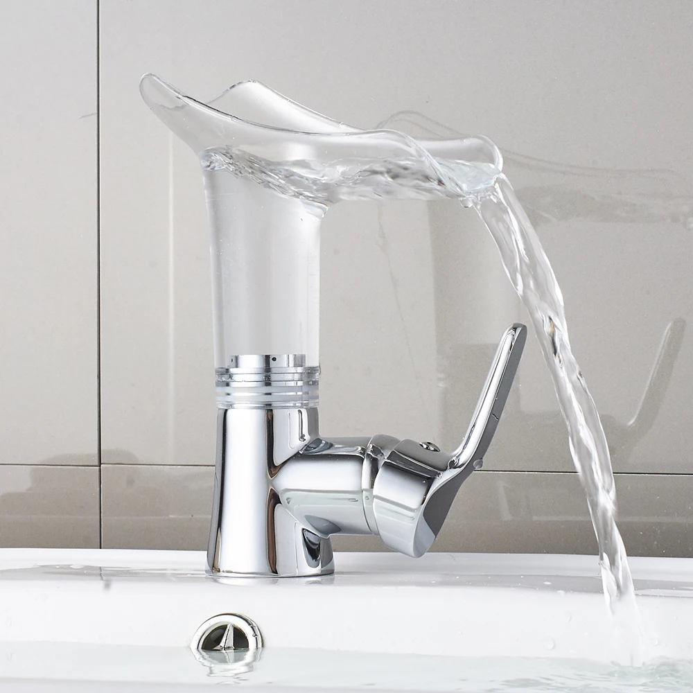 

Basin Faucets Waterfall faucet for Bathroom Basin Mixer Tap Single Handle Sink Mixer Tap Deck Mounted Bathroom Torneiras 855013