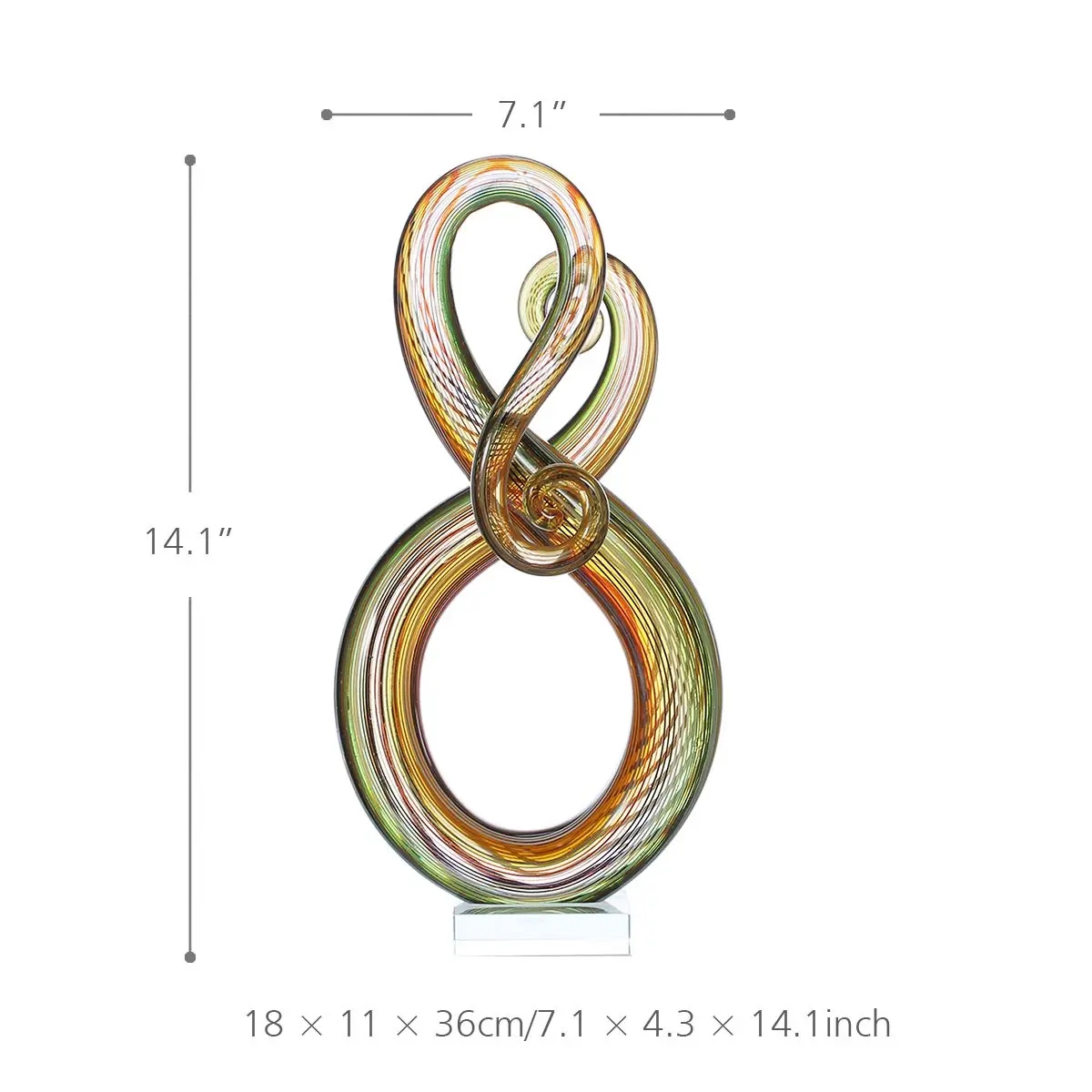 

Tooarts Surround Glass Sculpture Home Decor Abstract Ornament Gift Craft Home Decoration for living room Arts