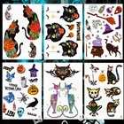 Хэллоуин Тыква Волшебный Единорог Водонепроницаемая временная татуировка стикер череп кошки черная ворона флэш-татуировки тело искусство рука поддельные татуировки