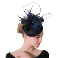 vintage navy ladies fascinators party tea hats headwear elegant women hairclips derby kentucky fashion ladies hair accessory