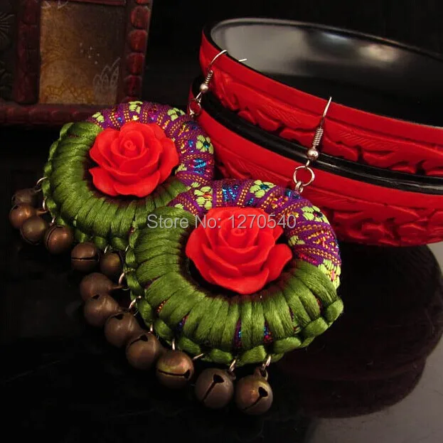 Плетеные китайские украшения ручной работы женские этно серьги модные Винтажные