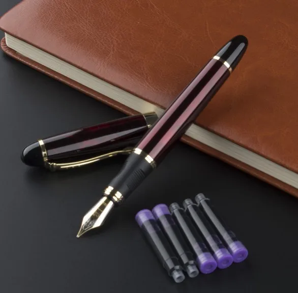 JINHAO X450 серый и золотой перьевая ручка 18 КГП 0,5 мм перо с широким основанием темно-зеленый, фиолетовый, винно-синий 21 цветов и чернильных картриджей, выберите JINHAO 450 - Цвет: 8