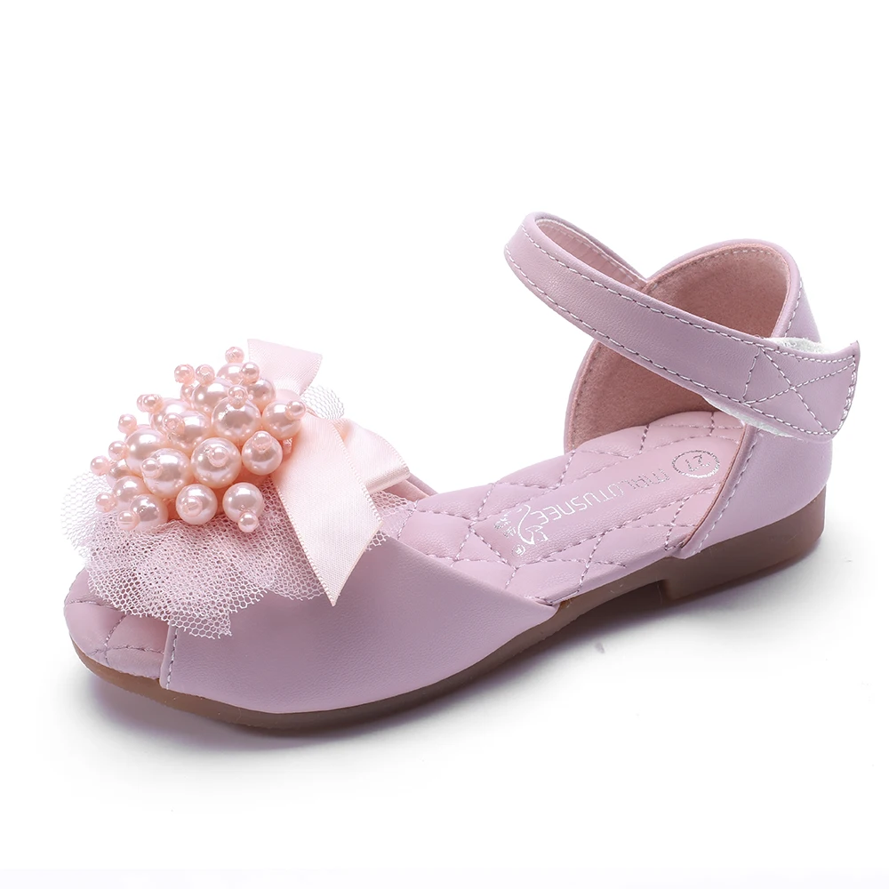 

Girl's Closed Toe Leatherette Sandals Heel Flats Flower Girl Shoes With Bowknot Flats Flower Girl Shoes