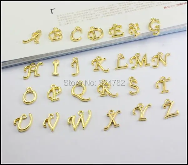 260 шт. золотистые металлические буквы алфавита/Искусственные подвески-буквы