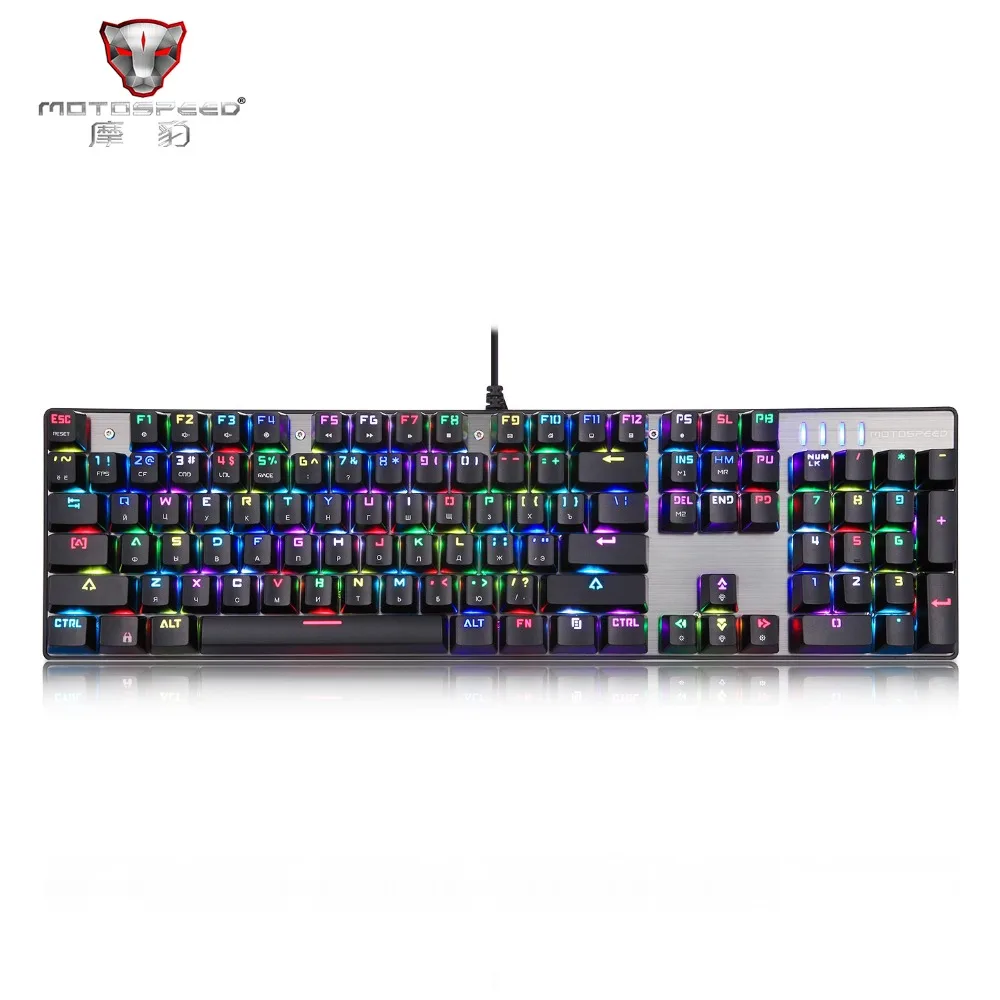 Motospeed CK104 Проводная Механическая клавиатура 104 клавиш RGB синий переключатель светодиодный с подсветкой игровая клавиатура с защитой от привидения для геймерского компьютера