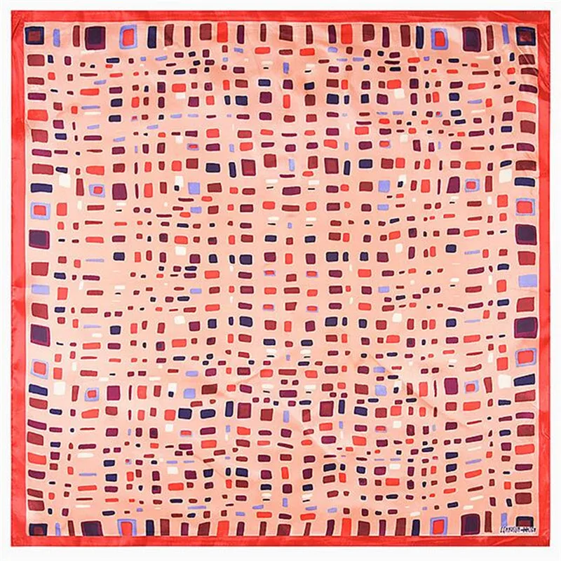 New 60x60cm Spring Style Silk Scarf Women Geometric Dot Pattern NeckerChief Bandana Large Square Lady Gift |