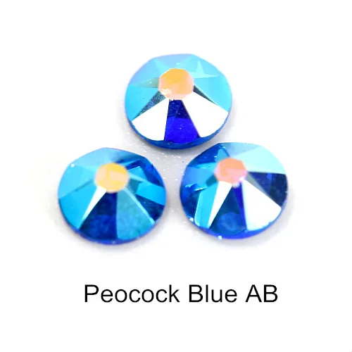 peacock blue ab Высокое качество 16 граней AB Цвет Кристалл горячей фиксации стразы с плоской задней частью прозрачные стразы горячей фиксации стеклянные стразы для одежды B0878 - Цвет: peacock blue ab