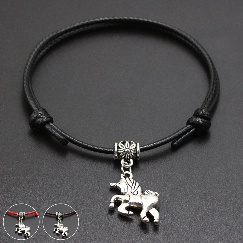 Новинка 2020 милая подвеска в виде единорога животного Красная Нить браслет на