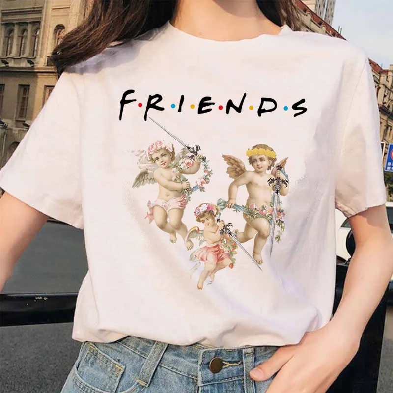 Angel Fashion Tees футболка Ullzang женская футболка с принтом Harajuku 90s Kawaii Одежда Футболка Топ летний Vogue grunge women ulzzang - Цвет: 4910