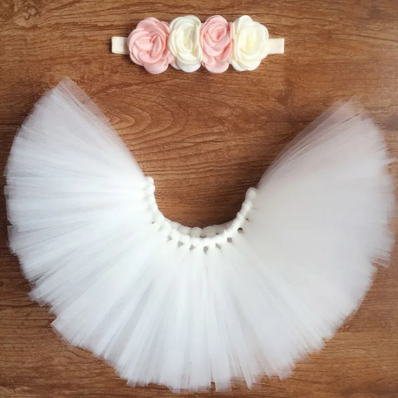 

Newborn photography props baby girls skirt photo props tutu sets+flower headband baby photo shoot