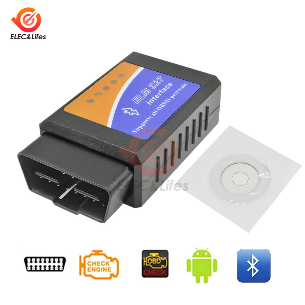 ELM327 V1.5 V2.1 OBD2 OBDII Bluetooth Автомобильный диагностический сканер 12 В считыватель кодов