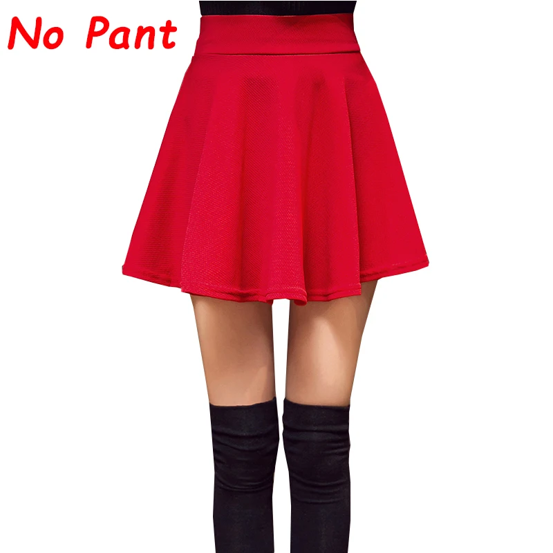 Red no pant M-5XL, Женская юбка-пачка большого размера, школьная короткая юбка, брюки, лето, 10 цветов, мини юбки с высокой талией, Faldas Mujer, Прямая поставка - Цвет: Red no pant