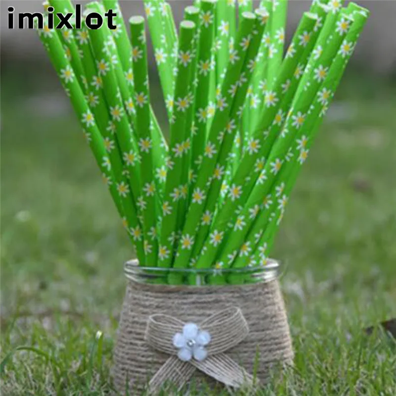 Imixlot 25Pcs Paper Straw Creative Colorful Disposable Juice Milk Drinking for Birthday Wedding Decorative Party Accessory | Дом и сад