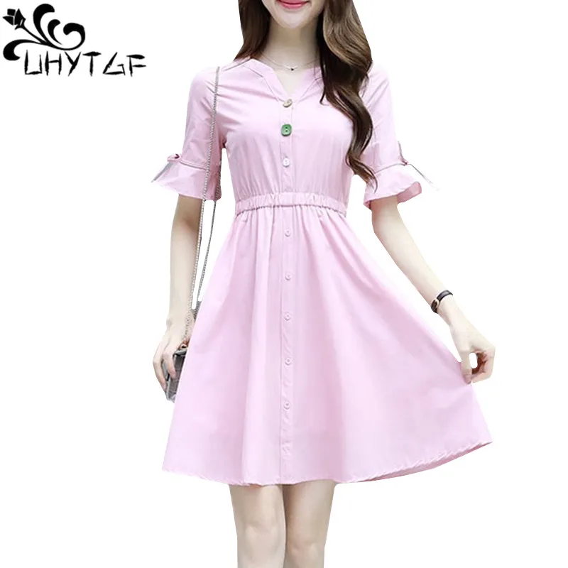 

Летние платья UHYTGF, женское корейское модное женское платье, милые вечерние платья для девушек, желтое, розовое Бандажное мини-платье, платья...