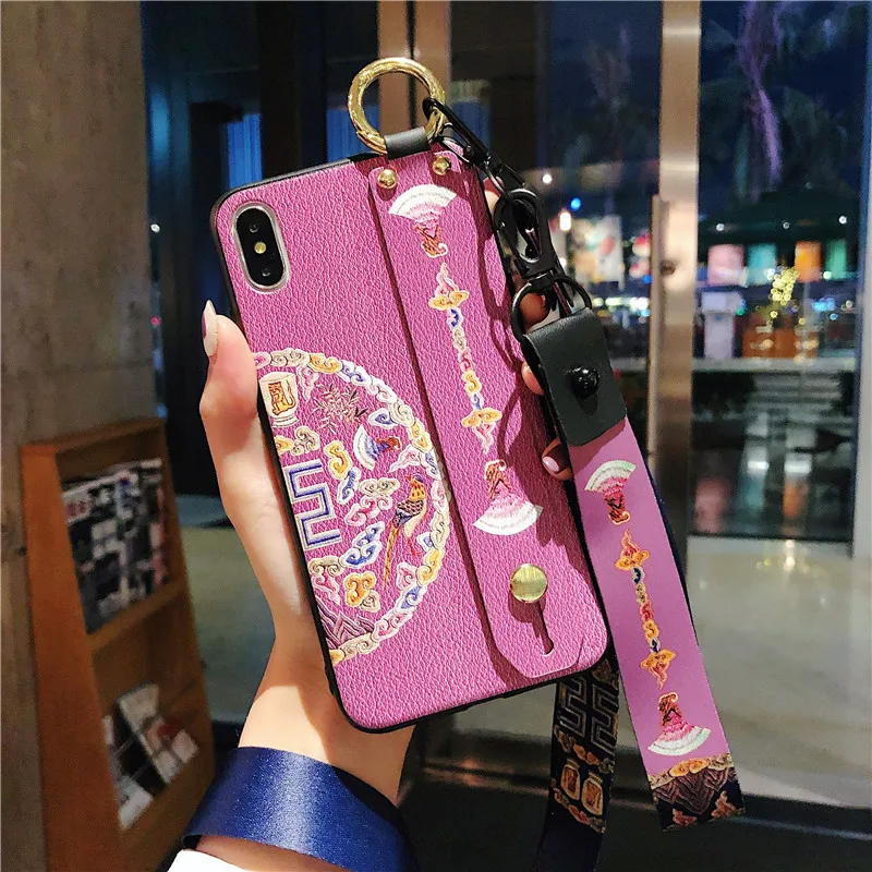 Ремешок чехол для huawei P30 Pro P20 Pro Nova 2 S 3 3I 3E 4 4E ретро дворец цветок Жесткий ПК стенд крышка с нашейные ремешки на