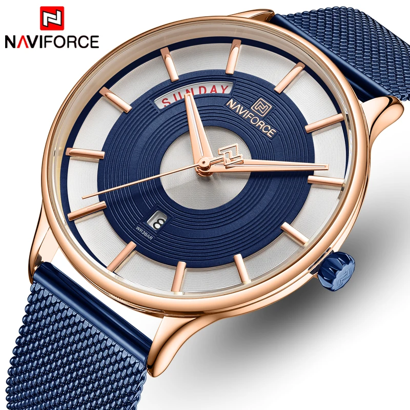 Мужские часы NAVIFORCE брендовые модные деловые мужские водонепроницаемые кварцевые