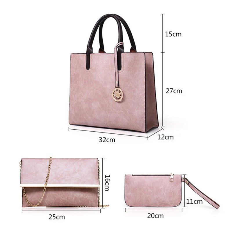 3 шт. сумочки и сумки высококачественные женские кожаные простой дизайн большие