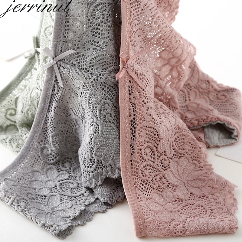 3 шт. женские кружевные прозрачные трусики из хлопка