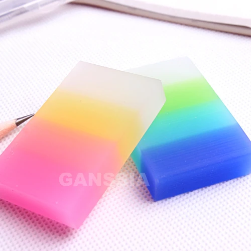 

12pcs/lot Rainbow color series pencil erasers Kawaii semitransparent colors rubber eraser Stationery school supplies (ss-1459)