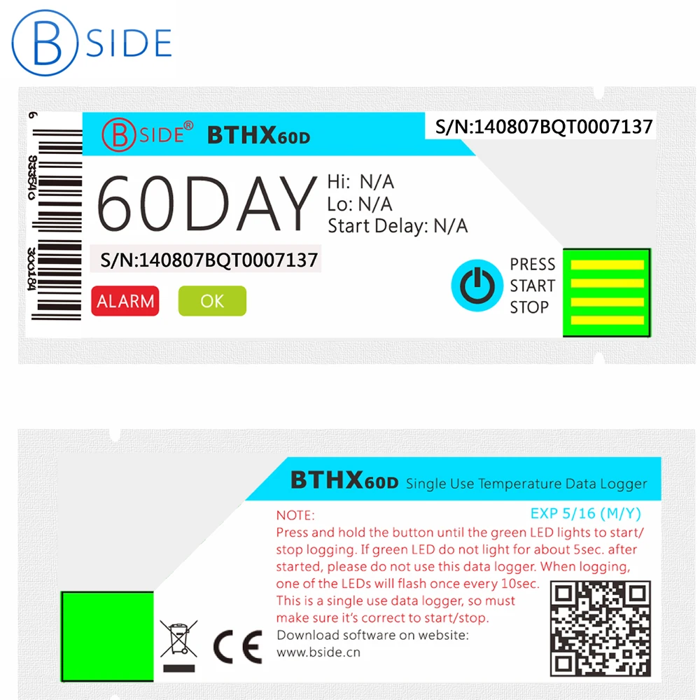 

USB-Регистратор BSIDE BTHX60D, 60 дней, водостойкий, IP67