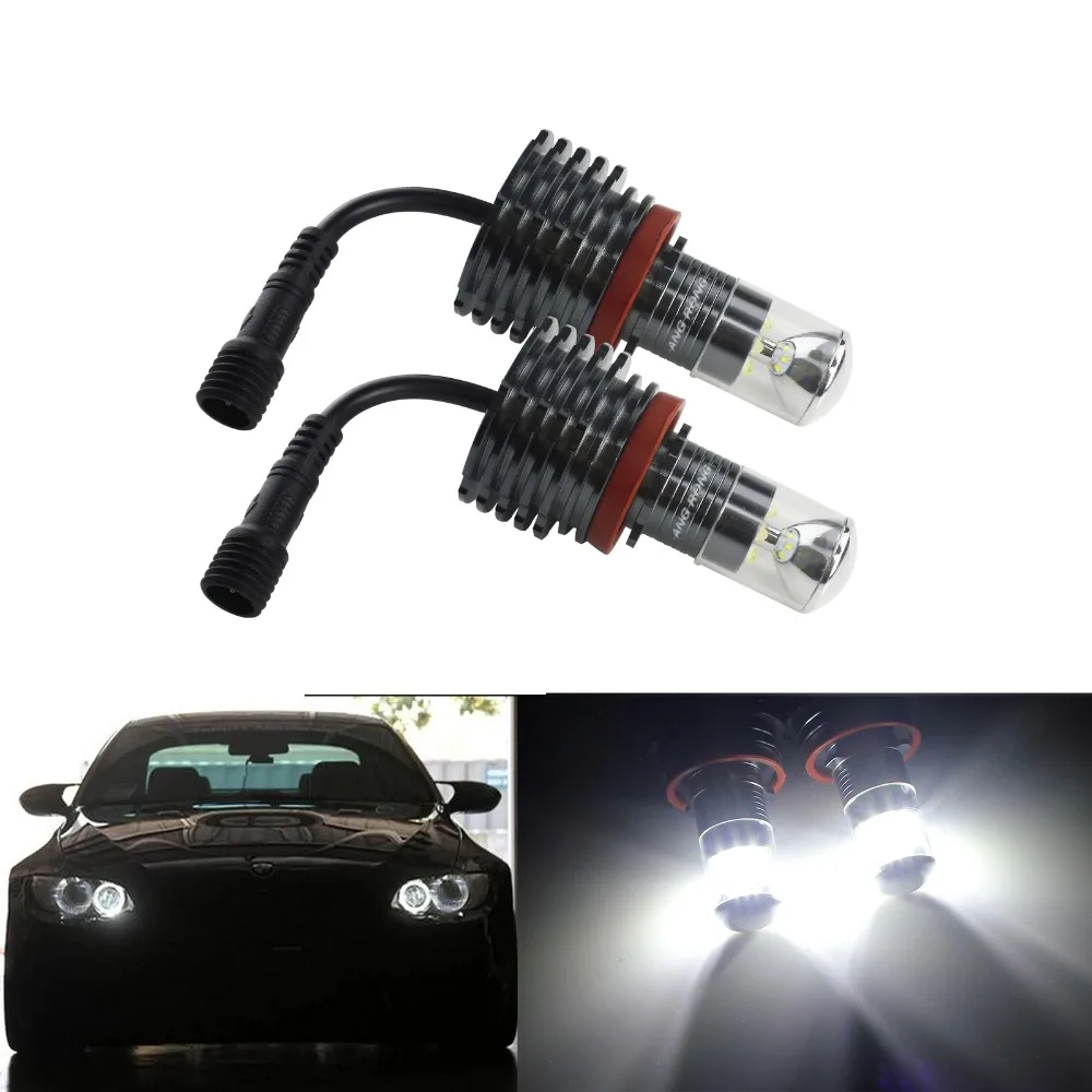 ANGRONG H8 60 Вт LED Canbus ангельские глазки галогенная лампа без ошибок 6000 К белая для