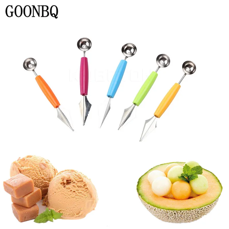 GOONBQ 1 шт. 2 в фрукты копать мяч Совок из нержавеющей стали Дыня Фрукты Резьба нож DIY